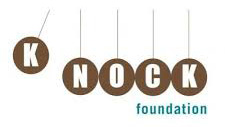 Illustration of five brown swinging pendulums spelling "KNOCK" with the word "foundation" in blue below.